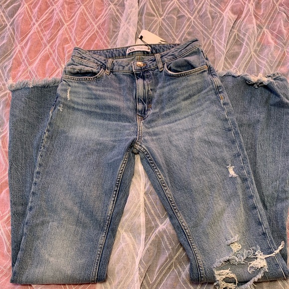 Zara Ripped Wide Leg Jeans - Picture 3 of 12